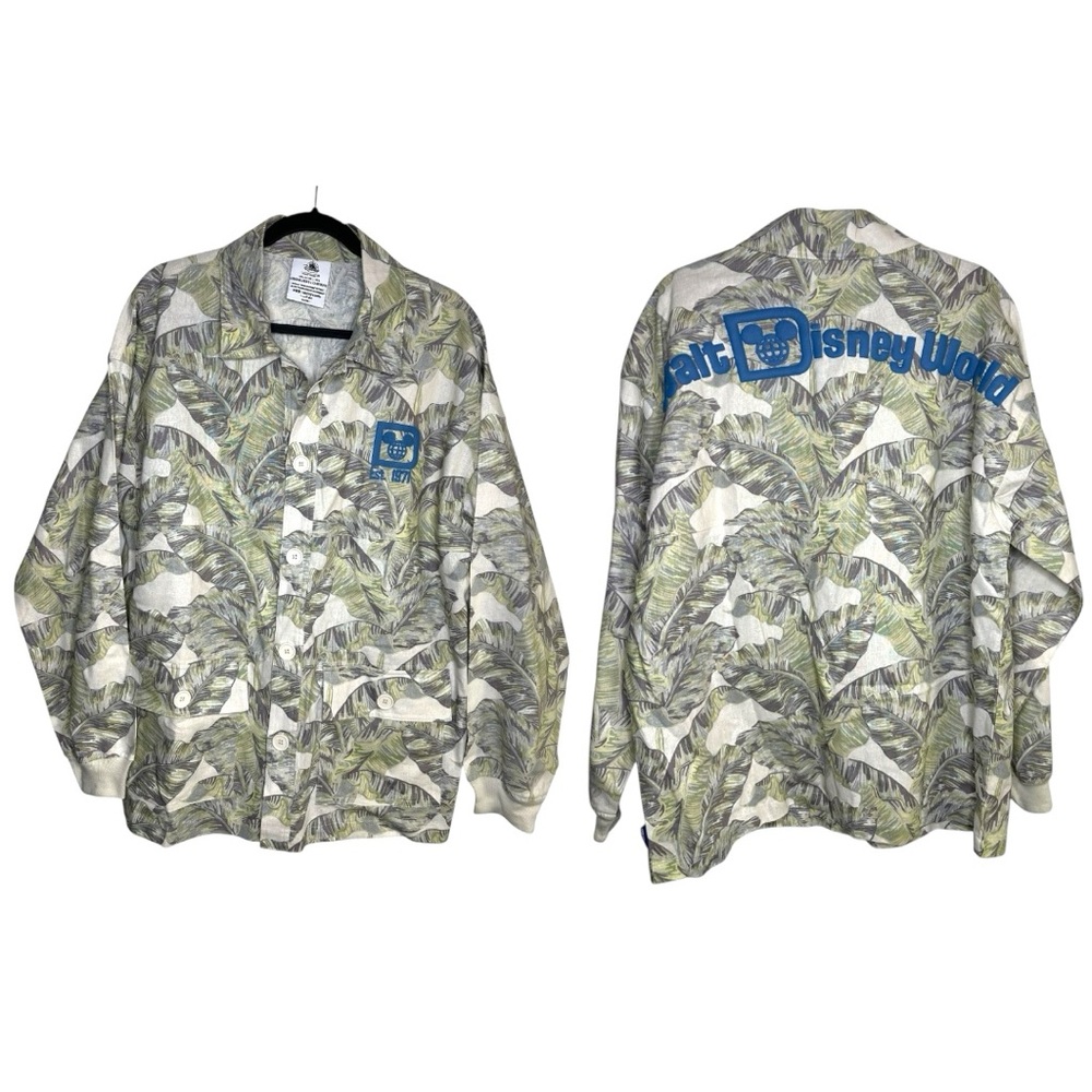 Disney Spirit Jersey Mens Large Safari Floral Linen Blend Shirt Jacket New